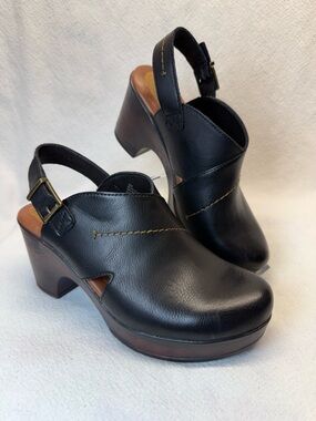 b.o.c. Cecila clog Vegan Black Leather slingback strap platform heel round toe